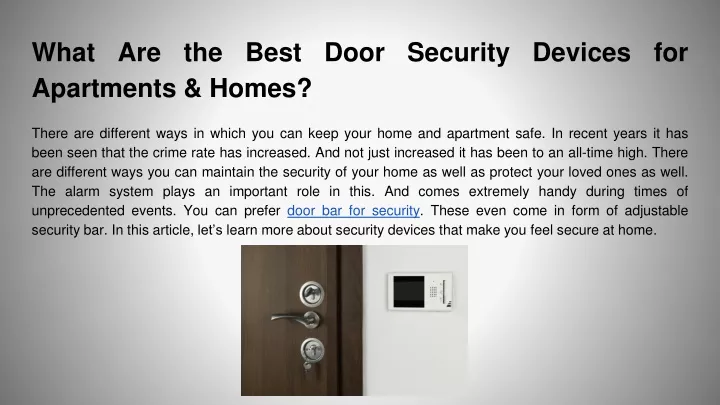 what are the best door security devices for apartments homes