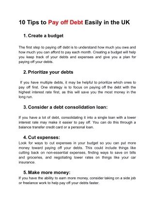 10 Tips to Pay off debt Easily UK