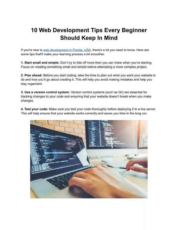 10 web development tips every beginner should