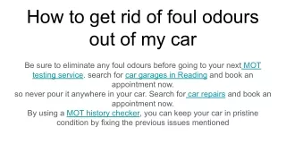 how to get rid of foul odours out of my car