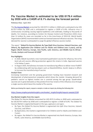 flu vaccine market is estimated to be us 8179