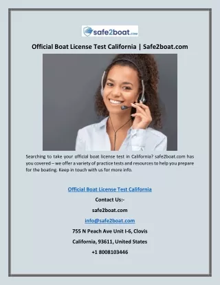 Official Boat License Test California | Safe2boat.com