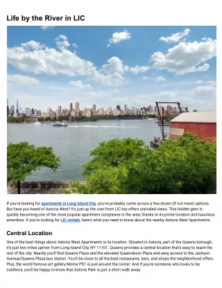 Apartments in Long Island City - Life by the River in LIC