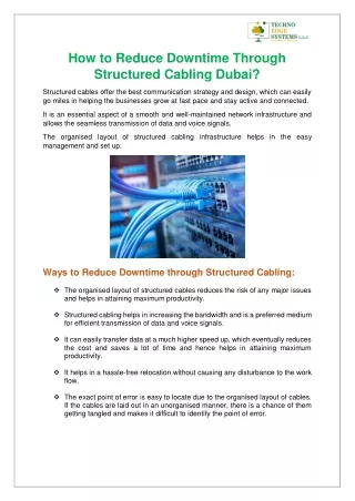 how to reduce downtime through structured cabling