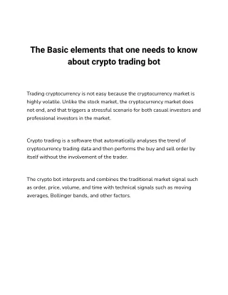 the basic elements that one needs to know about
