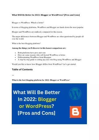 What Will Be Better In 2022 Blogger or WordPress [Pros and Cons]