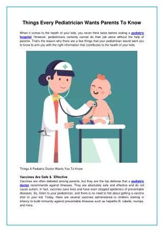 Things Every Pediatrician Wants Parents To Know