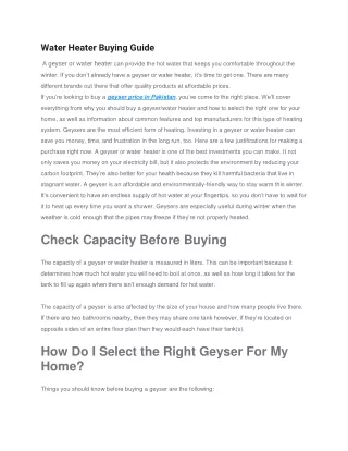 water heater buying guide