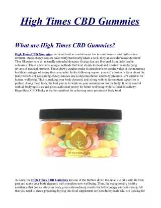 High Times CBD Gummies Official] - 100% Legitimate