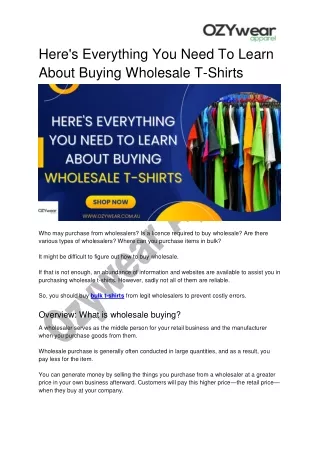 Here's Everything You Need To Learn About Buying Wholesale T-Shirts