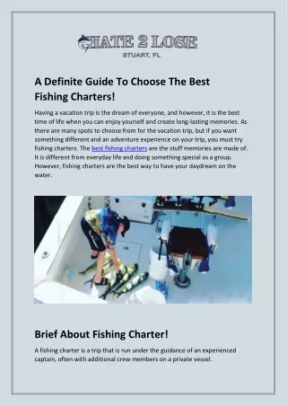 Find The Best Fishing Charters In Stuart, Florida