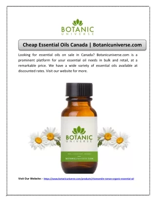 Cheap Essential Oils Canada | Botanicuniverse.com
