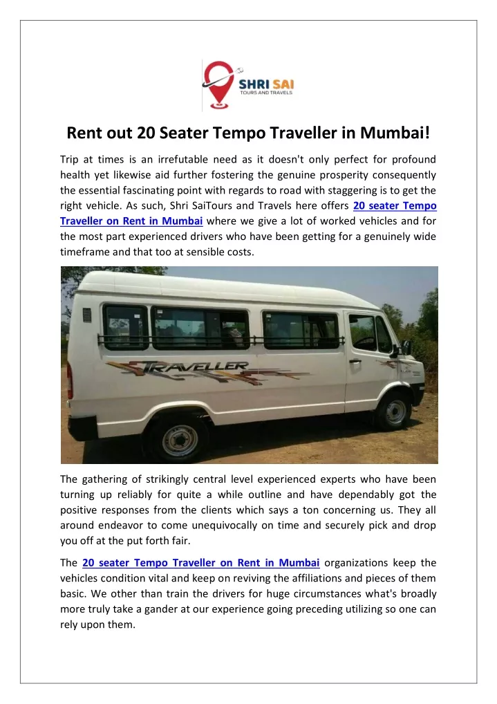 rent out 20 seater tempo traveller in mumbai