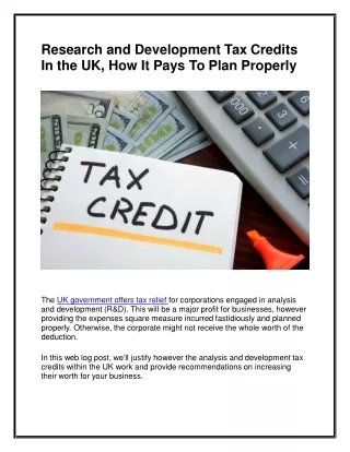 Research and Development Tax Credits In the UK