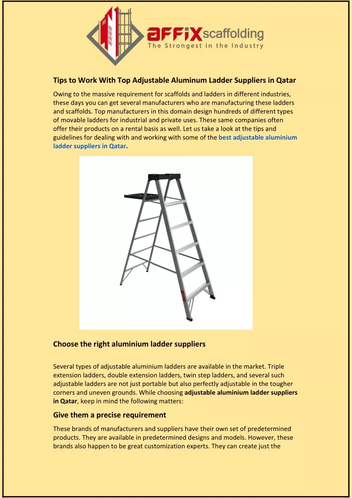 tips to work with top adjustable aluminum ladder