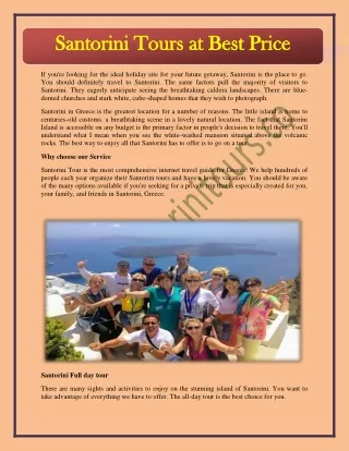 santorini tours at best price santorini tours