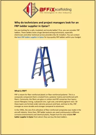 Why do technicians and project managers look for an FRP ladder supplier in Qatar