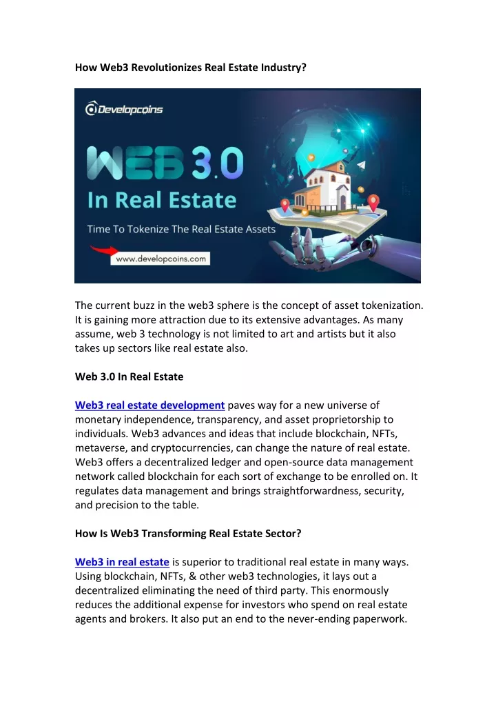 how web3 revolutionizes real estate industry