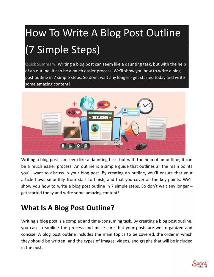 how to write a blog post outline 7 simple steps