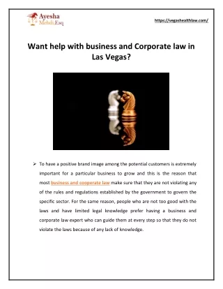 Want help with business and Corporate law in Las Vegas ?