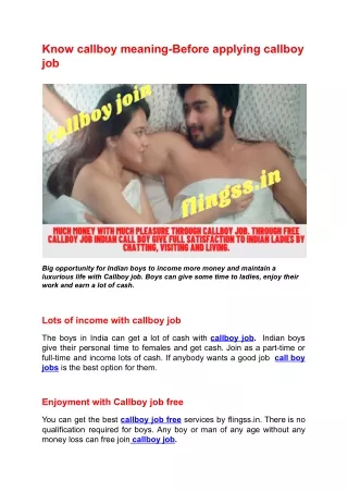 know callboy meaning before applying callboy job