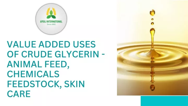 value added uses of crude glycerin animal feed