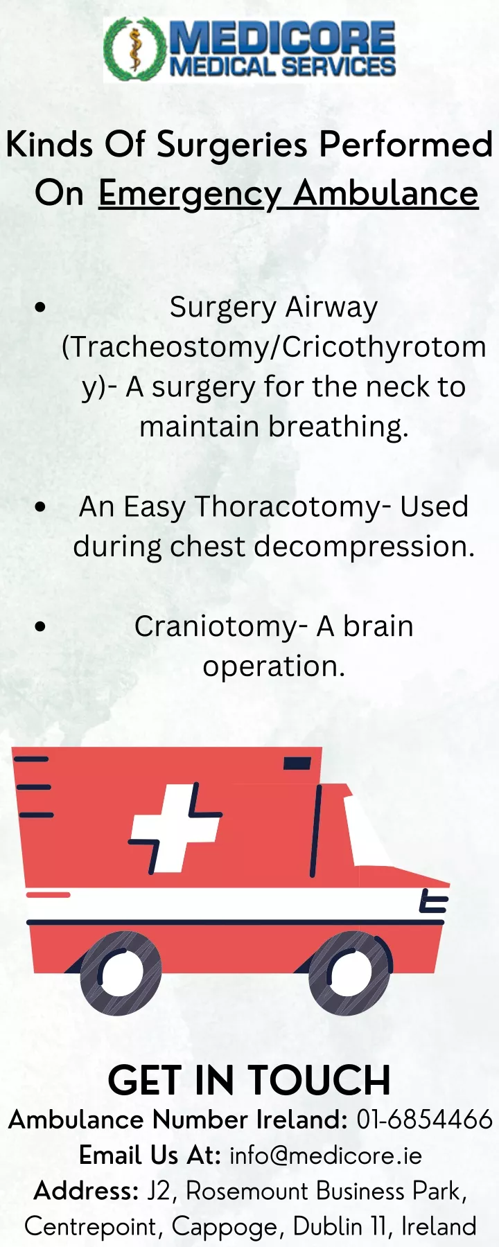 kinds of surgeries performed on emergency