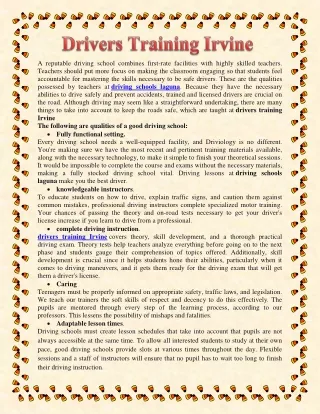 Drivers Training Irvine