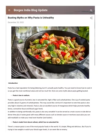 Busting Myths on Why Pasta is Unhealthy 