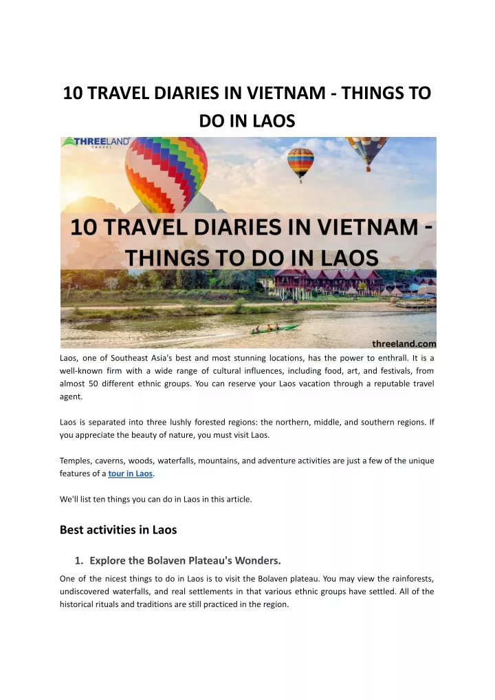 10 travel diaries in vietnam things to do in laos