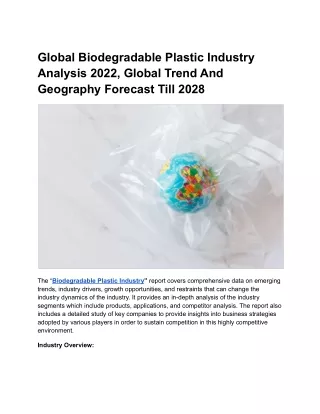 global biodegradable plastic industry analysis