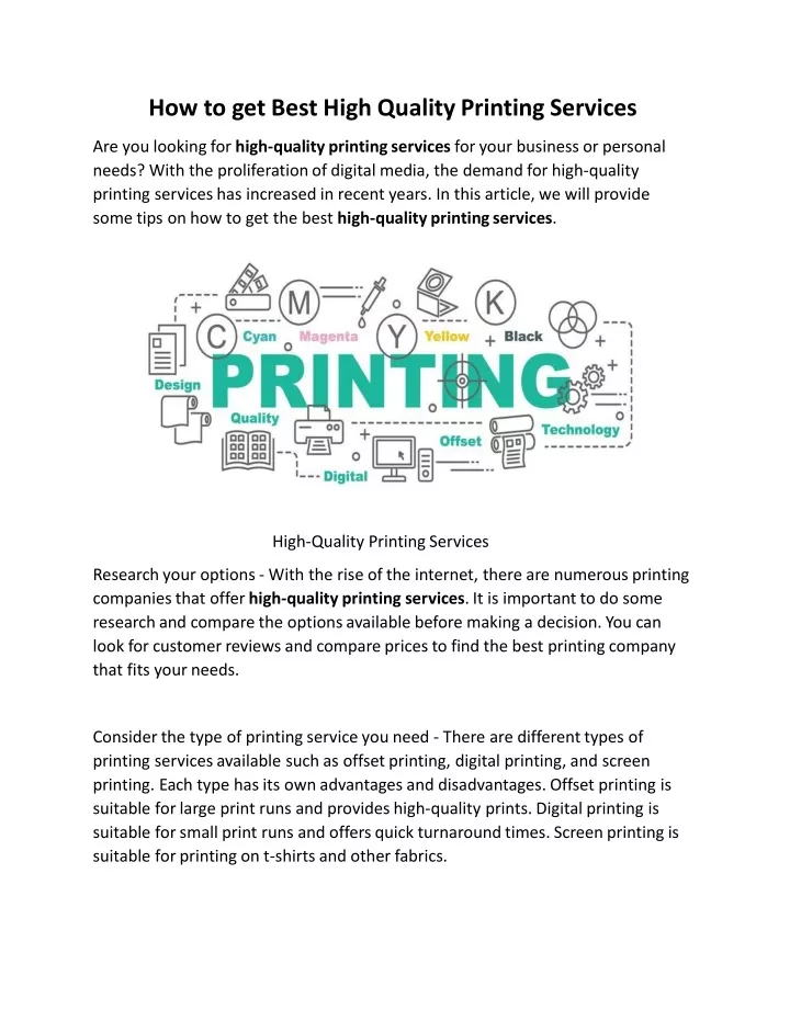 how to get best high quality printing services