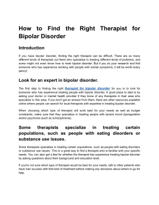 how to find the right therapist for bipolar