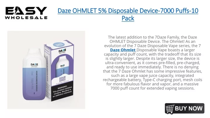 daze ohmlet 5 disposable device 7000 puffs 10 pack