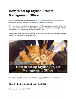 How to set up Stylish Project Management Office