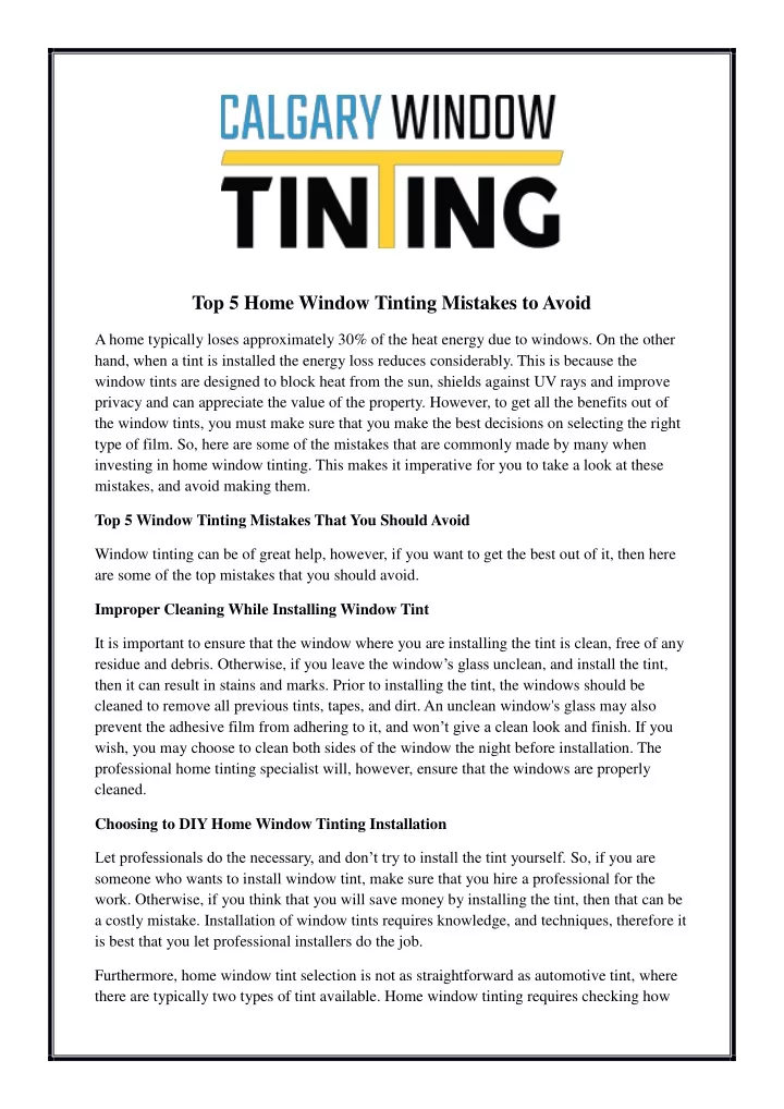 top 5 home window tinting mistakes to avoid