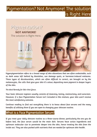 pigmentation not anymore the solution