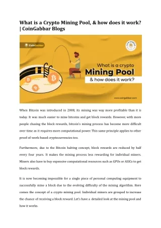 What is a Crypto Mining Pool, &amp; how does it work? | Coin Gab...