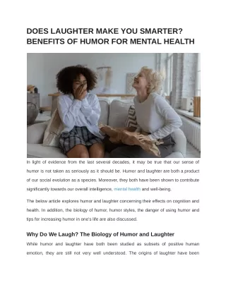 DOES LAUGHTER MAKE YOU SMARTER? BENEFITS OF HUMOR FOR MENTAL HEALTH