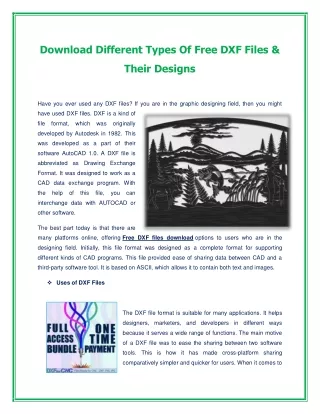 Download Different Types Of Free DXF Files & Their Designs