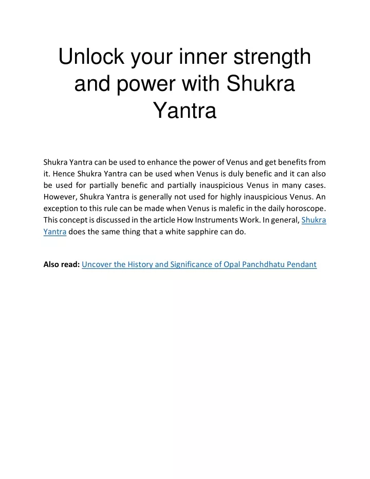 unlock your inner strength and power with shukra