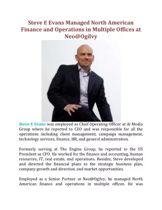 steve e evans managed north american finance