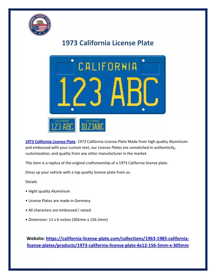 1973 california license plate