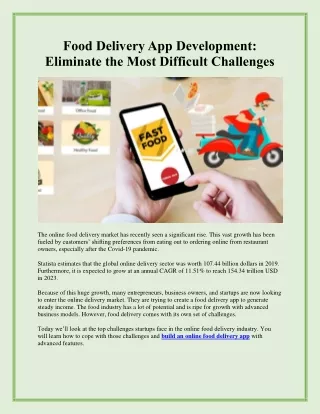 food delivery app development eliminate the most