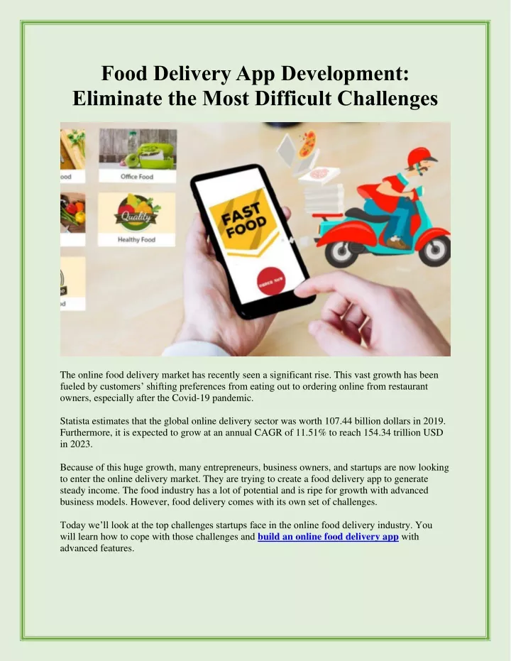 food delivery app development eliminate the most