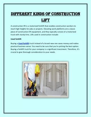 Different kinds of Construction lift