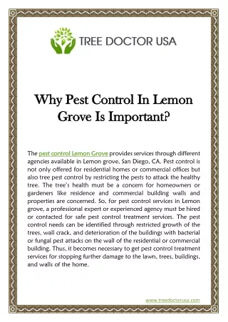 why pest control in lemon why pest control