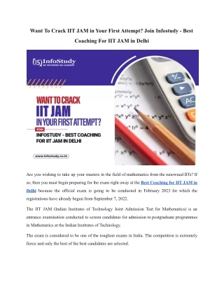 Want To Crack IIT JAM in Your First Attempt_ Join Infostudy - Best Coaching For IIT JAM in Delhi (1).docx
