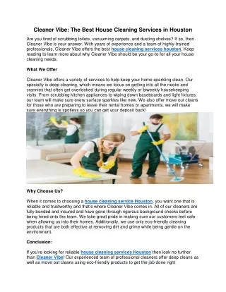 cleaner vibe the best house cleaning services