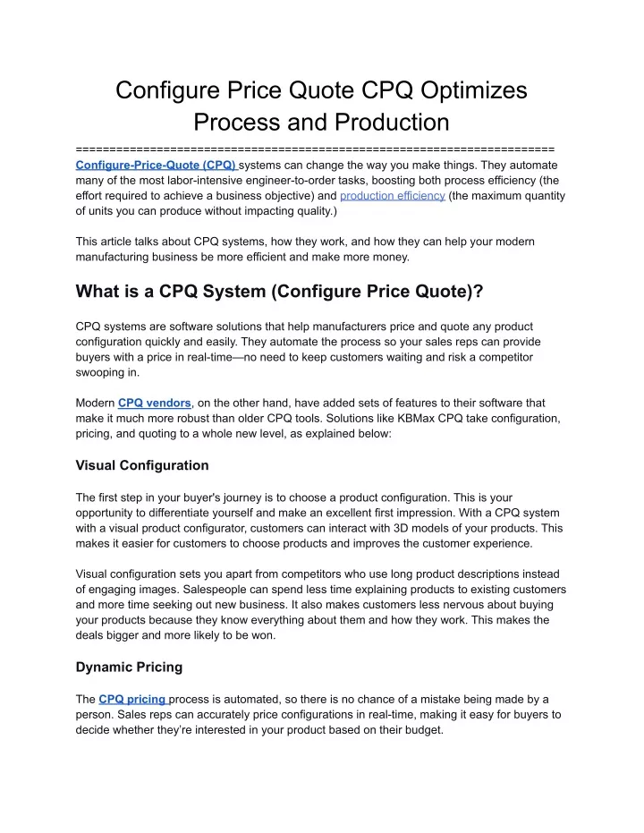 configure price quote cpq optimizes process